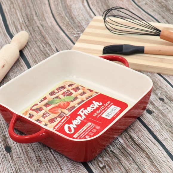 Danny Home Stoneware Square Roaster Baking Dish 10.8 Inch / 1.65 Liter