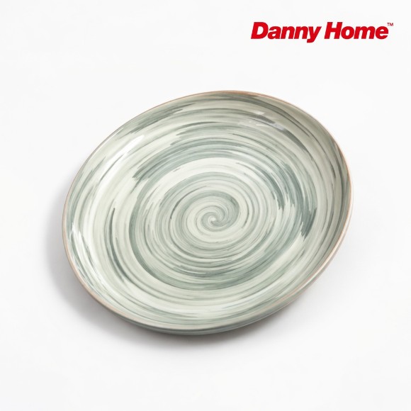 Danny Home Swirl Pattern Ceramic Flate Dinner Plate 10.5 Inch 1-Pcs