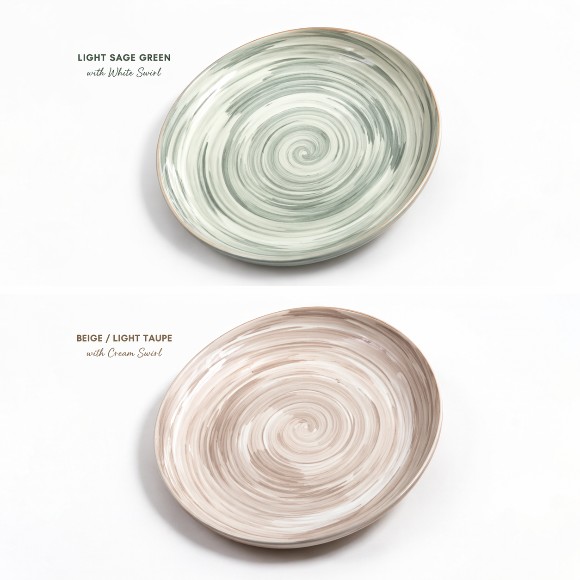 Danny Home Swirl Pattern Ceramic Flate Dinner Plate 10.5 Inch 1-Pcs
