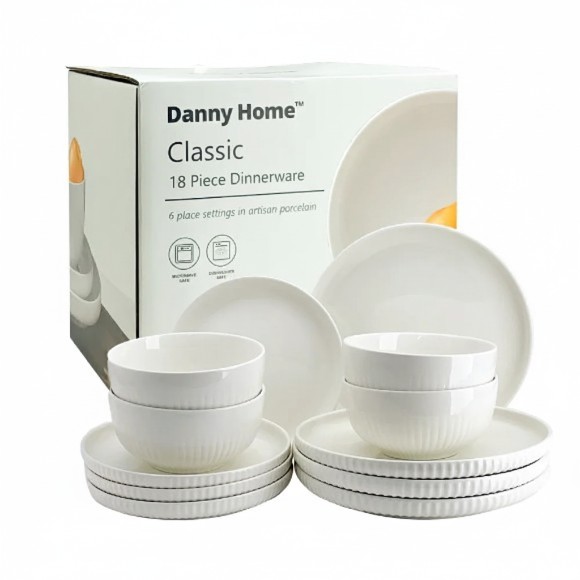 Danny Home White Porcelain Dinner Set 18pcs