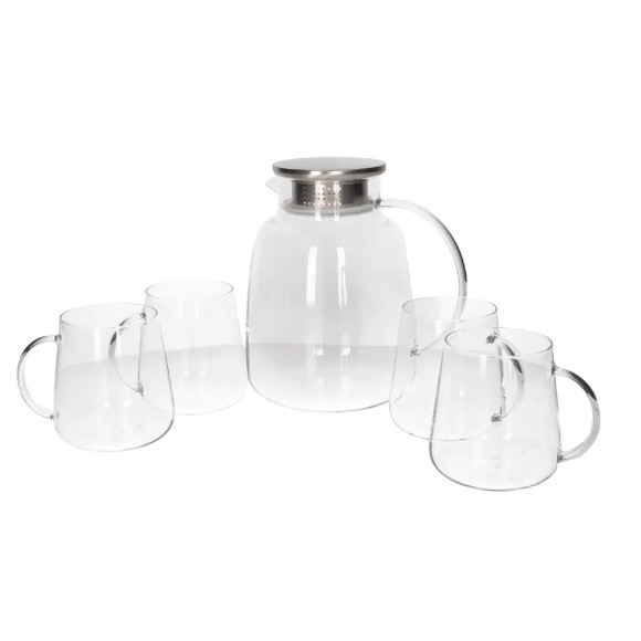 Danny Home 5-Piece Glass Juice Jar & Glass Mugs Set