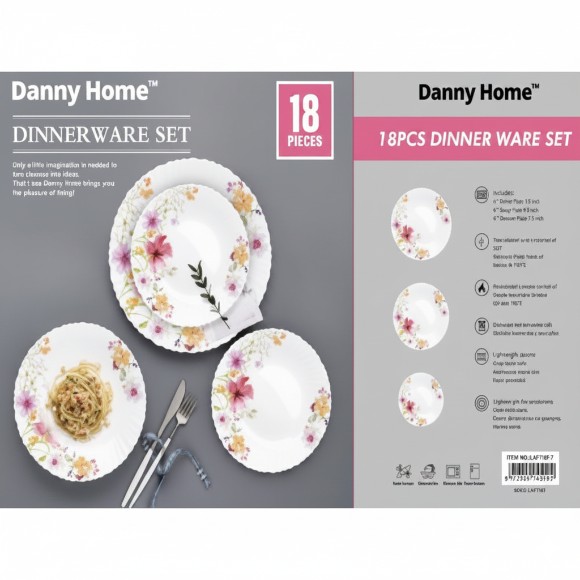 Danny Home Opal Glass Plate Set Dinnerware Set 18pcs
