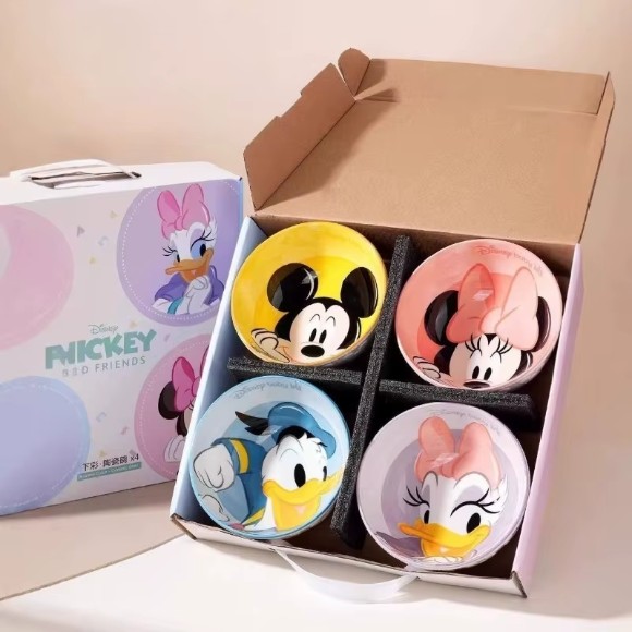 Disney Cute Mickey Minnie Dinner Bowls Set of 4