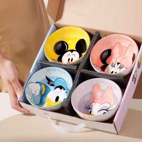 Disney Cute Mickey Minnie Dinner Bowls Set of 4