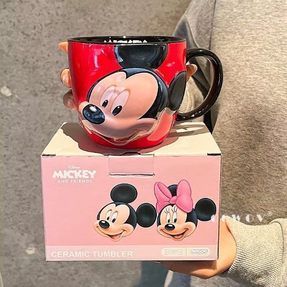 Disney Mickey Mouse 3D Mug Creative Ceramic Coffee Cup with Handle Good-looking Couple Cup - 550ml