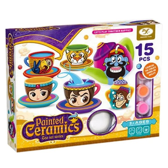 DIY Painted Aladdin Ceramics Tea Set 15Pcs