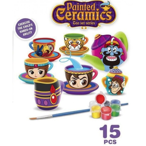 DIY Painted Aladdin Ceramics Tea Set 15Pcs