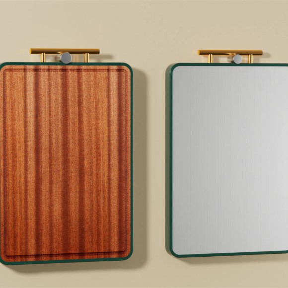 SHENGYA Double Side Stainless Steel Wood Chopping Board with Handle