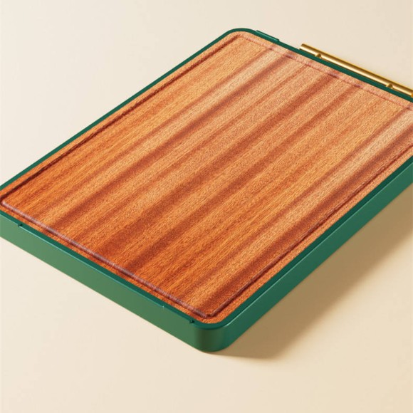 SHENGYA Double Side Stainless Steel Wood Chopping Board with Handle