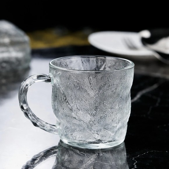 Drinking Tea Glass Cup 300ml Glacier Cup With Handle – 6 Pieces