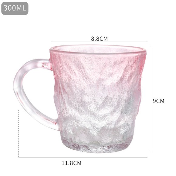 Drinking Tea Glass Cup 300ml Glacier Cup With Handle – 6 Pieces