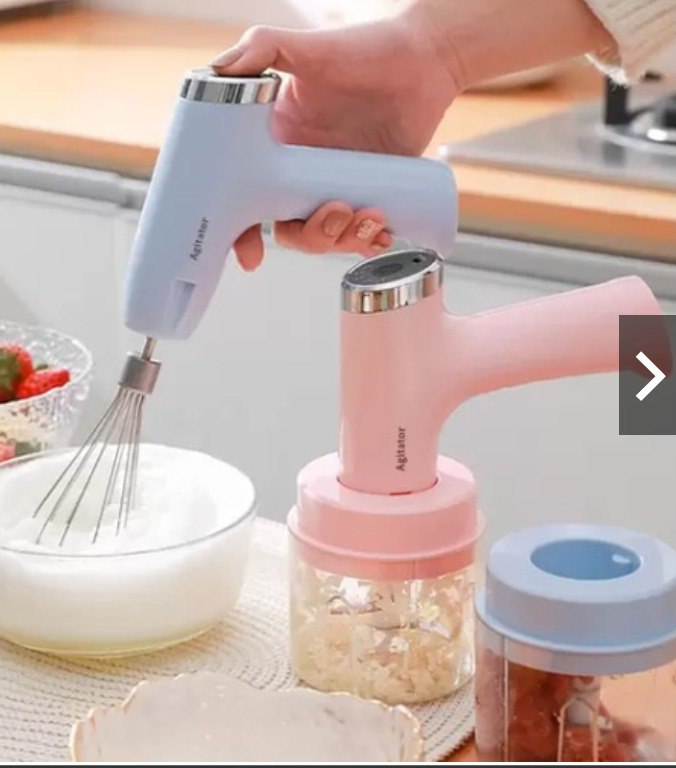 3 in 1 Wireless Electric Egg Beater and Garlic Chopper Wireless 3 Speed Mini Mixer Electric Food Blender Handheld Mixer