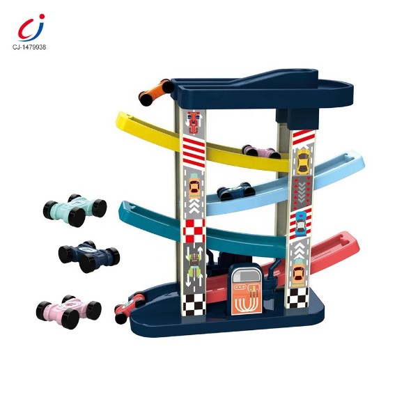 Educational Diy Assemble Plastic 4 Layers Car Sliding Racing Slot Ramp Track Glider Toy