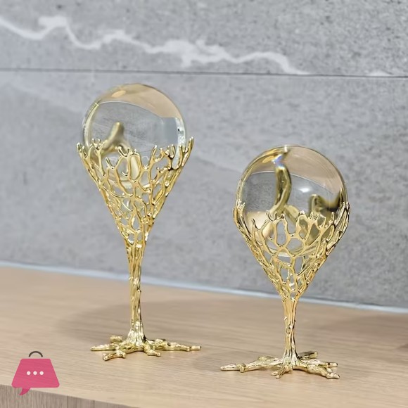 Elegant Crystal Coral Ball Decor Ornament for Home Office Decor - 2 Pcs