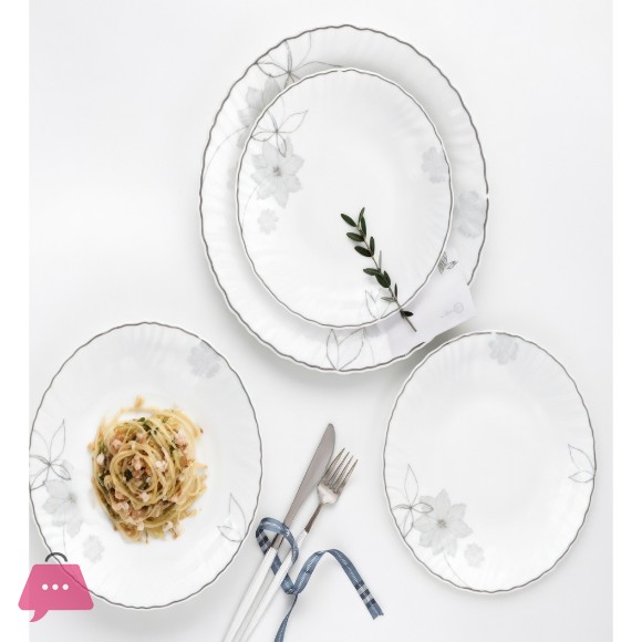 Elegant Floral White Ceramic Dinner Set of 18 Pcs