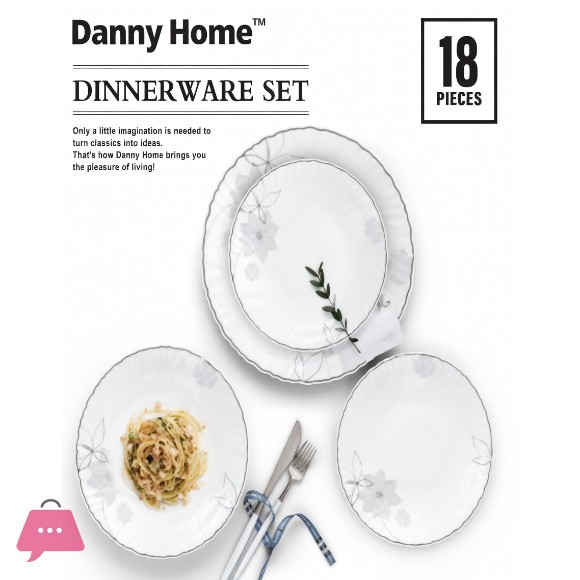 Elegant Floral White Ceramic Dinner Set of 18 Pcs