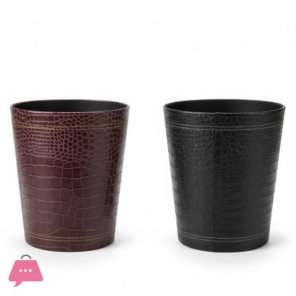 Elegant Crocodile-Textured Leather Dustbins