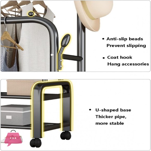 Floor Standing Movable Storage Garments Rack