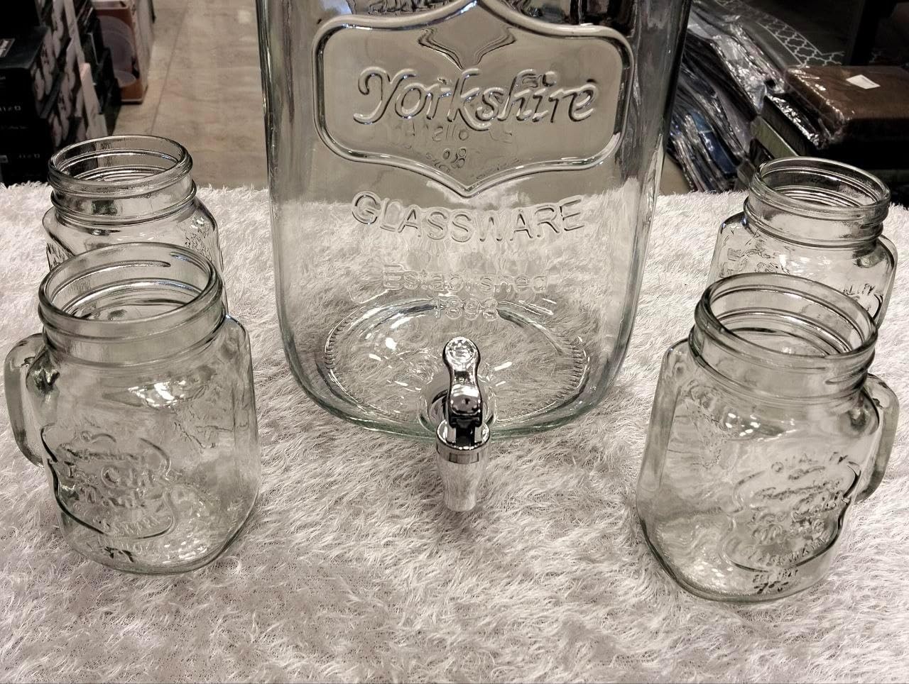 glass-beverage-dispenser-5pcs-set-8-litre-drink-server-with-4-mason-jar-520ml