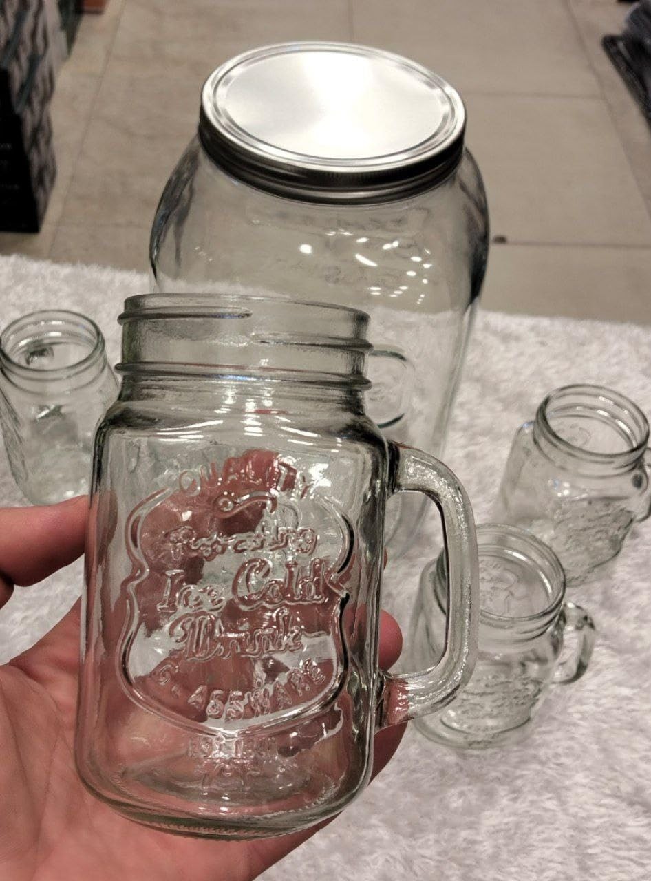 glass-beverage-dispenser-5pcs-set-8-litre-drink-server-with-4-mason-jar-520ml