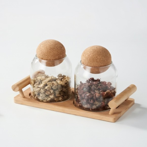 Glass Jar with Ball Cork Lid Decorative Round Jars with Stand