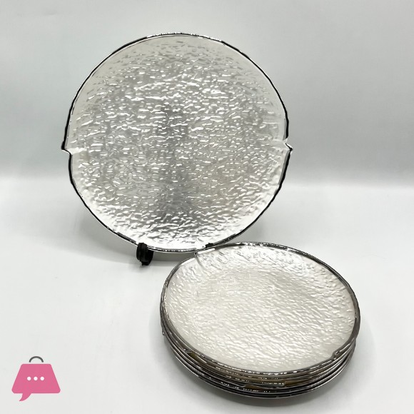 Iridescent Hammered Glass Cake Set - 7 Piece Serving Set