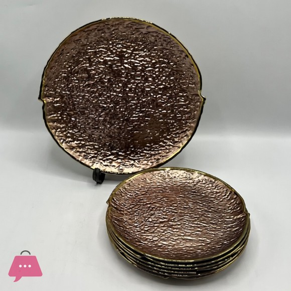 Iridescent Hammered Glass Cake Set - 7 Piece Serving Set