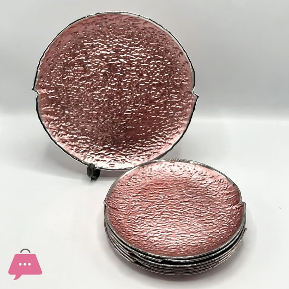 Iridescent Hammered Glass Cake Set - 7 Piece Serving Set