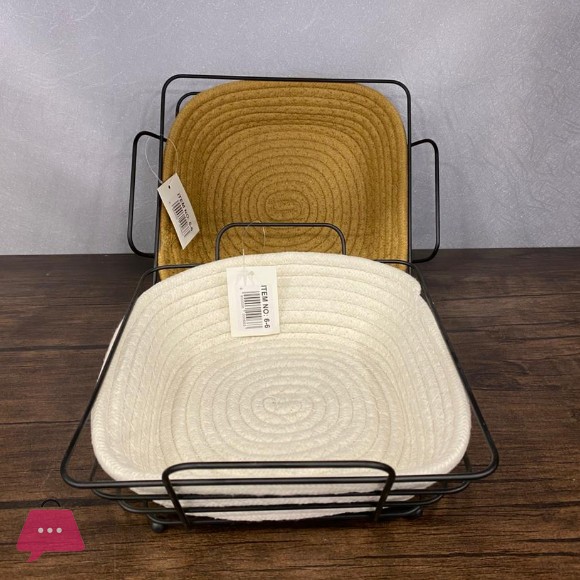 Handcrafted Metal Wire with Fabric Liner Roti Basket with Handle
