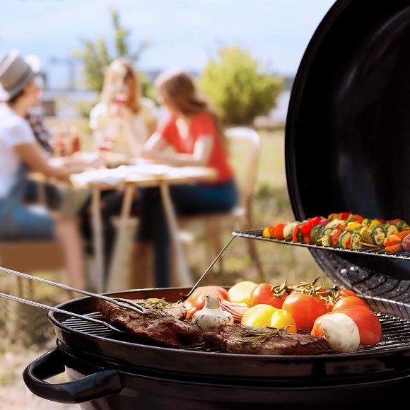Heavy Duty Charcoal Grill Barbecue Coal Kettle Bowl Grill Portable Round with Wheels 22.5 Inch