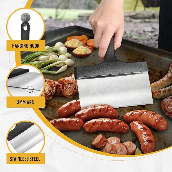 Heavy Duty Grill Scraper Stainless Steel Griddle Scraper with 5 inch Handle