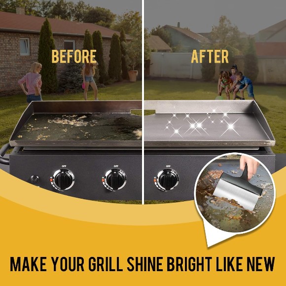 Heavy Duty Grill Scraper Stainless Steel Griddle Scraper with 5 inch Handle