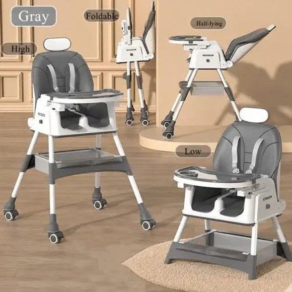 Multifunctional Foldable Feeding Baby Dining High Chair With Wheels Safety Belt - 518