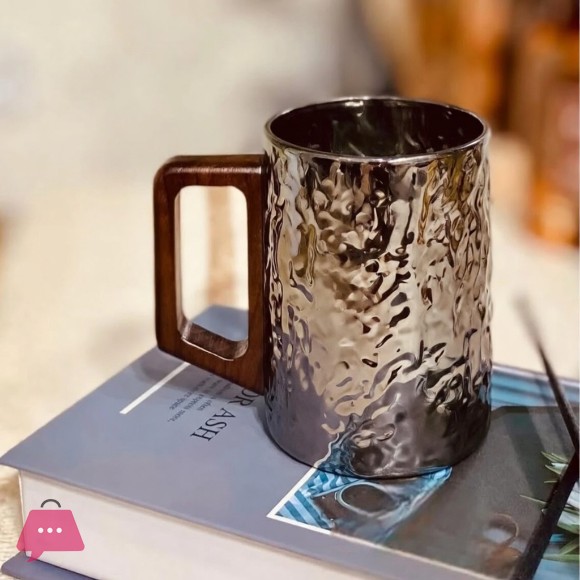 High Quality Borosilicate Glass Mug with Wooden Handle - 450ml