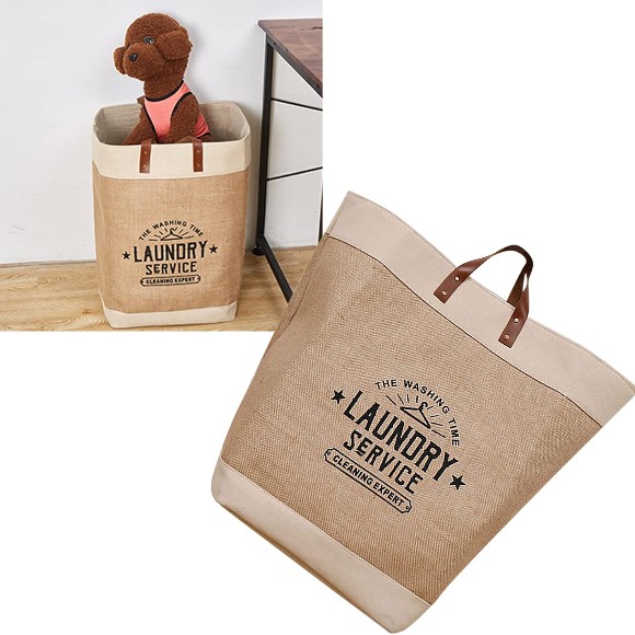 Jute Fabric Shopping Bag, Moisture-Proof EVA White Edge Large Jute Storage Bag for Home