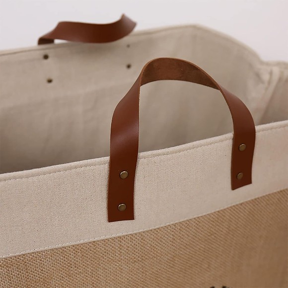 Jute Fabric Shopping Bag, Moisture-Proof EVA White Edge Large Jute Storage Bag for Home