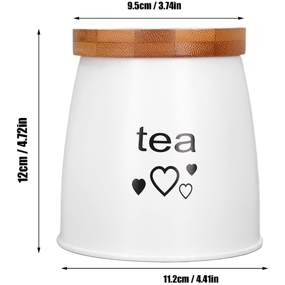 Kitchen Canister Set Coffee Tea Sugar Good Sealing Bamboo Lid Durable Iron Jars Set of 3