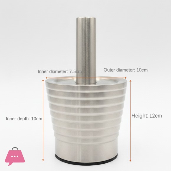 Kitchen Mortar Pestle Set Stainless Steel Garlic Crusher Household Grinder - 12.5cm