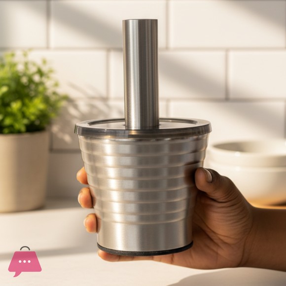 Kitchen Mortar Pestle Set Stainless Steel Garlic Crusher Household Grinder - 12.5cm