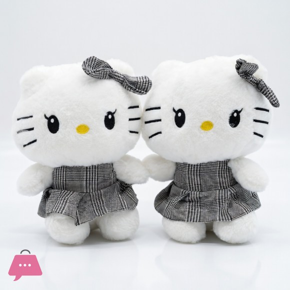 Kitty Plaid Plush Toy Black 30cm