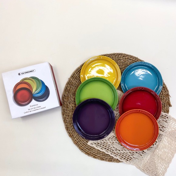 LE CREUSET Rainbow Ceramic Set of 6 Plates Set of 6 - 7.5inch