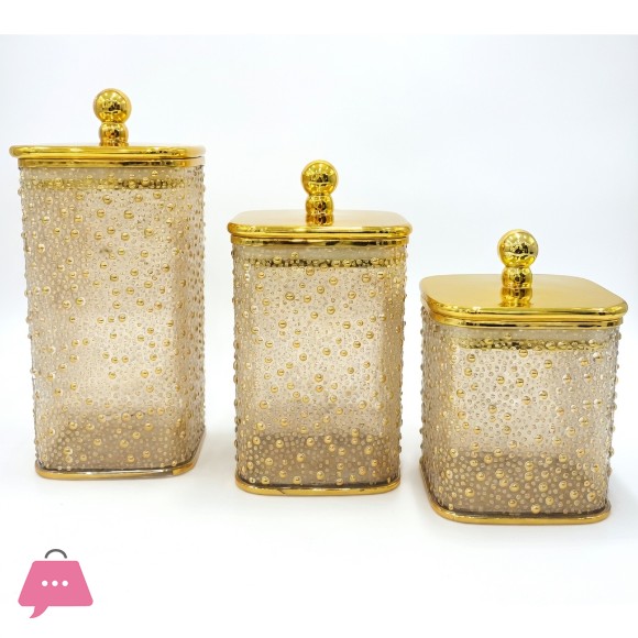 Luxury Acrylic Storage Jars Set with Gold Lid – 3 Pieces