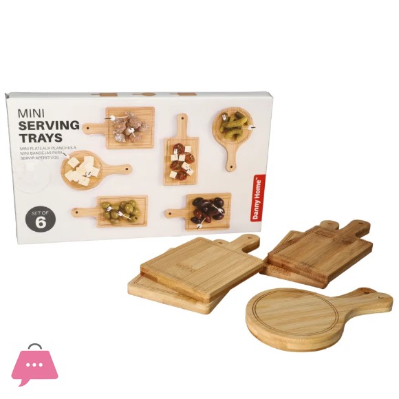 Danny Home Mini Bamboo Serving Trays 6Pcs
