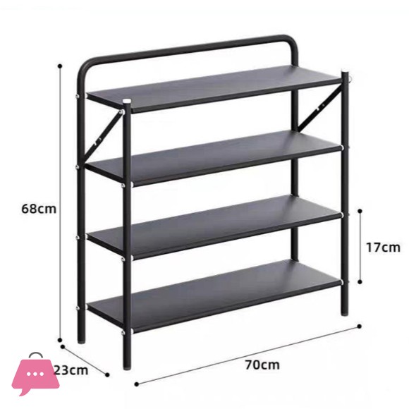 Modern Shoe Rack 4 Tiers Organizer Fully Metal Shoe Rack Black