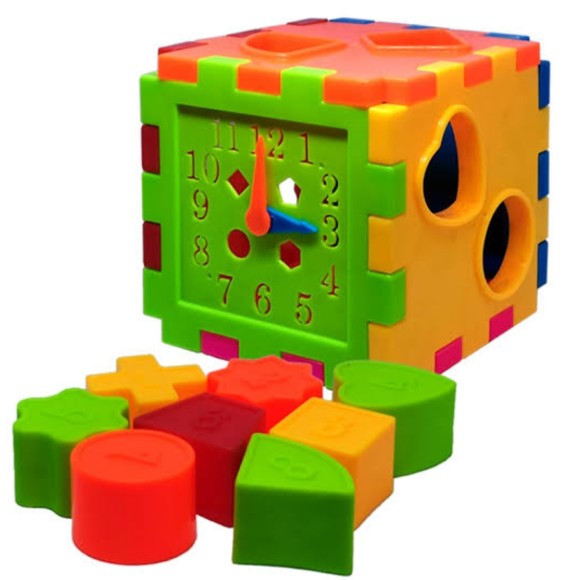 Multifunctional Early Learning Cube Toddler Baby Box Electronic Gear Clock Geometric Blocks Sorting