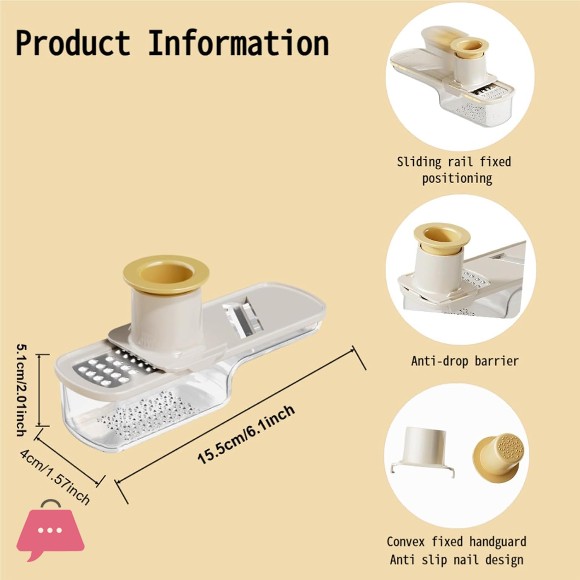Multifunctional Mini Garlic Grinder 3 in 1 Mini Garlic Slicer Super Thin with Hand Guard