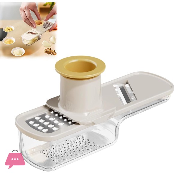 Multifunctional Mini Garlic Grinder 3 in 1 Mini Garlic Slicer Super Thin with Hand Guard