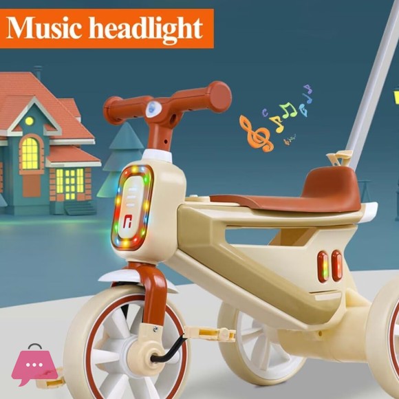 New Style Children Tricycle Baby Trike with Music and Light Kids Trike with Push Car