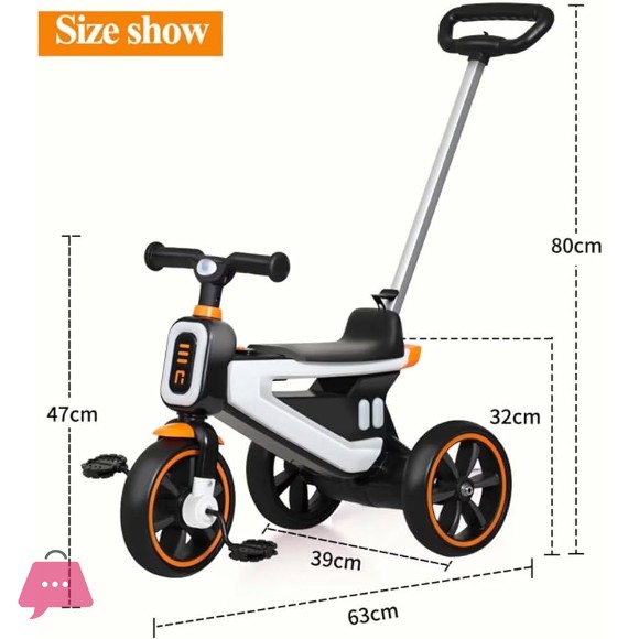 New Style Children Tricycle Baby Trike with Music and Light Kids Trike with Push Car