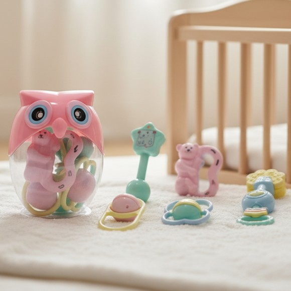 Owl Baby Rattle Set Pack of 6